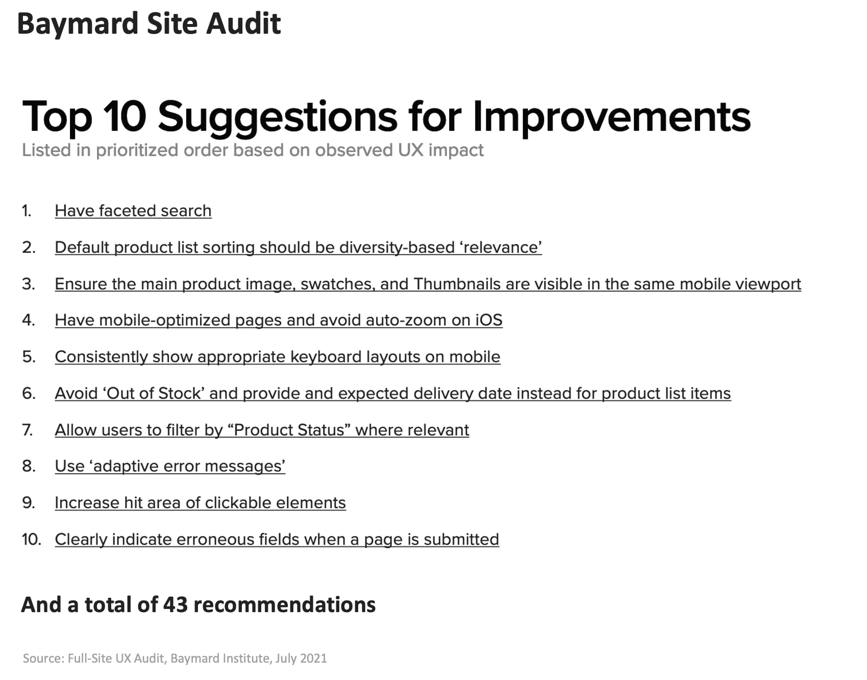 Baymard audit findings