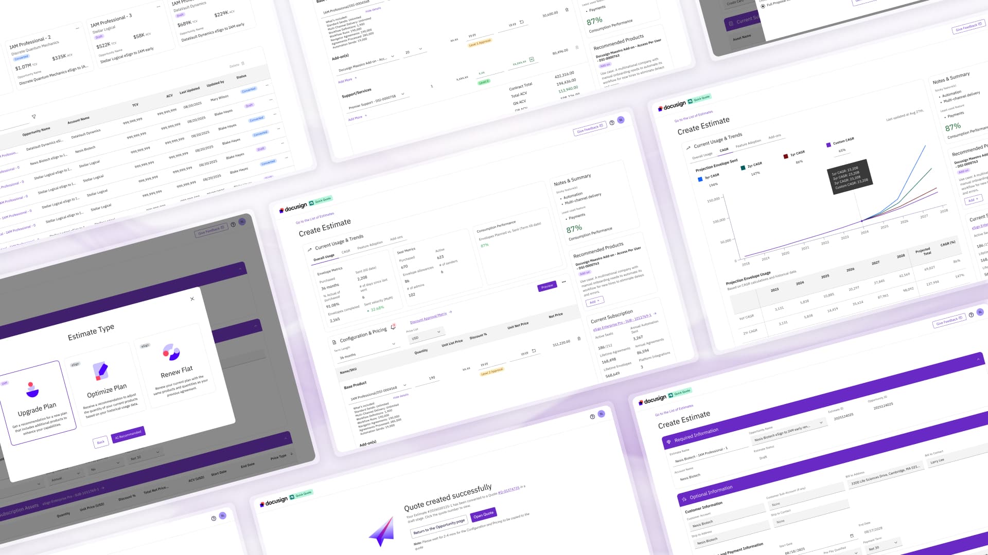 Full Quick Quote screen overview showing all major flows