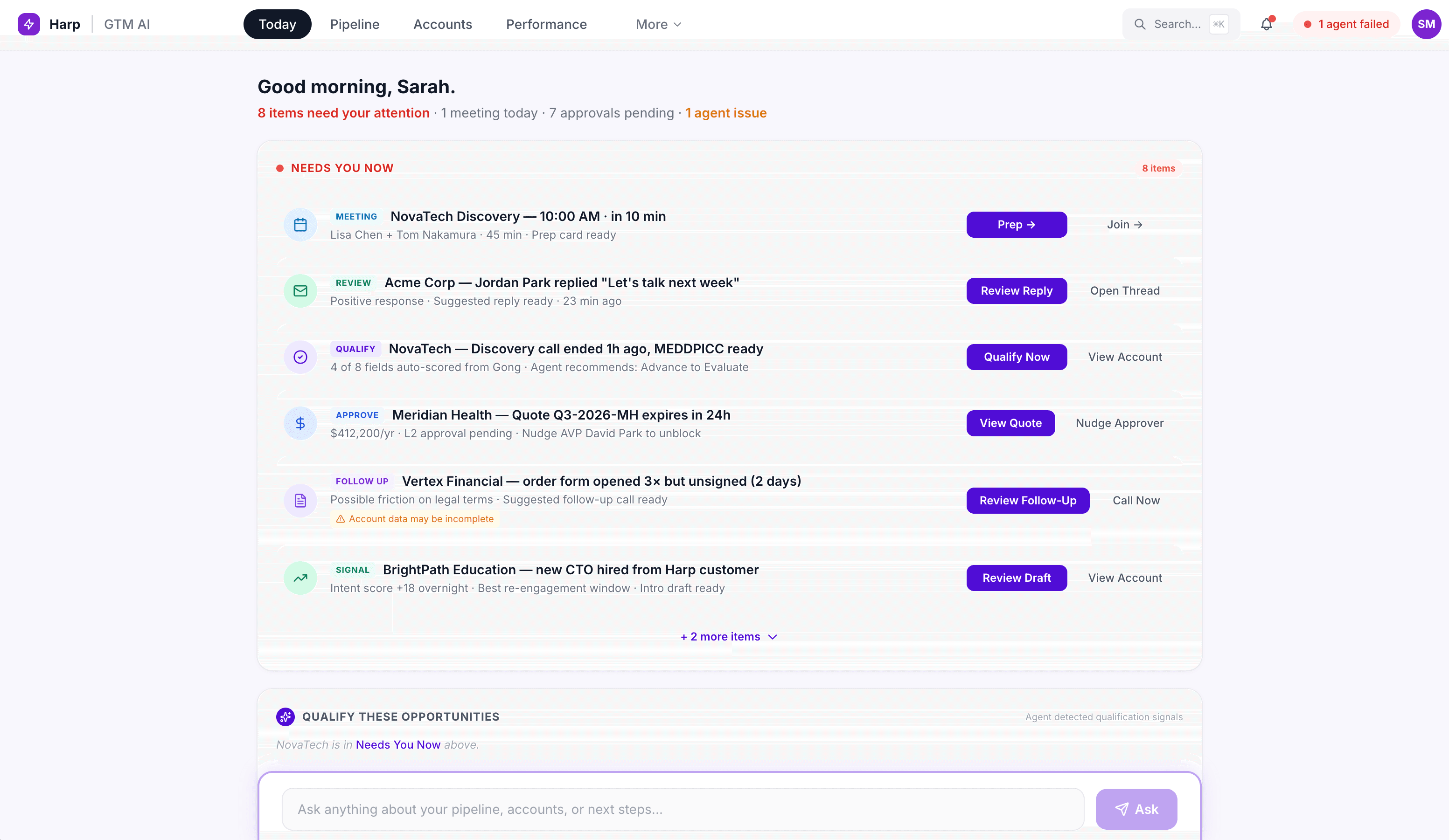 HARP - Human Agent Revenue Platform