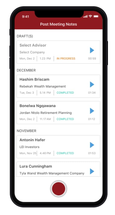 Prototype screen: sales advisor dashboard
